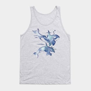 Blue Sea Orca Whales Tank Top